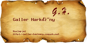 Galler Harkány névjegykártya